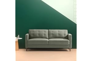 Zinus Lauren Sofa Couch - 3-Seater Sofa 189x77x85 cm - Mid-century design sofa - Button Tufted Cushions - Pear Green