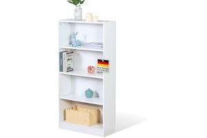 Floordirekt Bokhylla, vit hylla med 4 fack, kubhylla, 24 T x 60 B x 121,5 cm, rumsavdelare för barnrum, vardagsrum, kontor oc