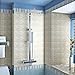 Produktbild Panana mehrfunktional Duschsystem mit Thermostat Chrome Eckig Duschbrause Handbrause Brause Duscharmatur Überkopfbrause Regendusche Regenbrause mit Duschpaneel
