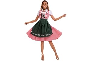 thematys Costume folklorique femme robe midi avec jupe incluse chemisier folklorique tablier folklorique pour Oktoberfest vert olive (Style002, M)