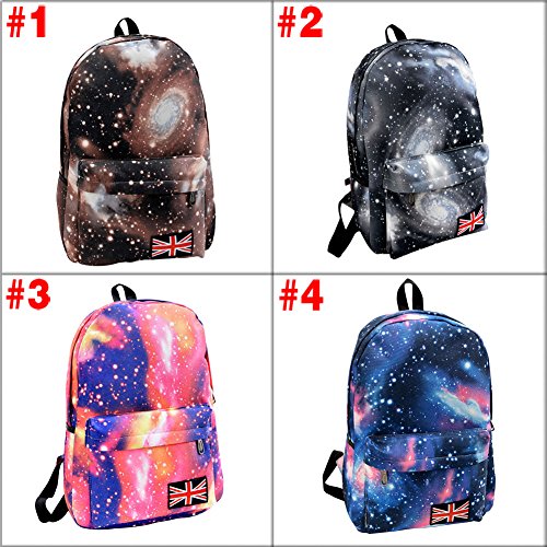 Hrph Mode Unisex-Sterne Universum Raum Printing Rucksack-Schule-Buch Rucksäcke britischen Flagge Umhängetasche - 2