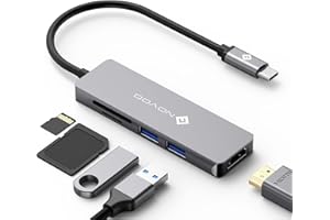 NOVOO Hub USB-C vers HDMI 4K, Lecteur de Carte SD & Micro SD, 2 x USB 3.0, Adaptateur en Aluminium pour MacBook Pro, New MacBook, ChromeBook Pixel, Matebook PC Tablette Type-C