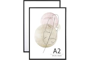 KAIWIN Bilderrahmen A2 Schwarz Holz Fotorahmen 2er Set Holzrrahmen Puzzlerahmen mit Acrylglas zum aufhängen Benutzt für Wohnzimmer, Schlafzimmer, Arbeitszimmer, für Poster und fotos