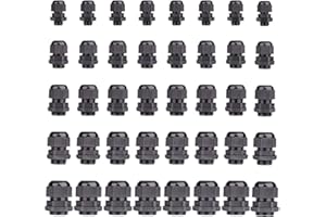 40 pcs Cable Gland Nylon Plastic Waterproof Adjustable, Cable Glands Joints Wire Protectors -Pg7, Pg9, Pg11, Pg13.5, Pg16 (8 Cable Glands per Size) by Yesallwas (Black)