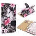 Produktbild Urcover® Samsung Galaxy A7 (2015) Blumenmuster Handy Schutz-Hülle mit [ Kartenfächer & Easy Stand-Funktion ] Kunststoff in Schwarz | Rundum-Schutz Case | Cover | Lady Wallet | Etui Schale | Kompllet-Tasche | Zubehör Handyhülle