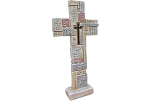 FURTRYVL Inspirational Standing Cross, Standing Christian Crosses, Christians Cross Ornaments, Resin Cross Statue Jesus Crosses Covered in Encouraging Words and Phrases, Christians Altar Ornaments