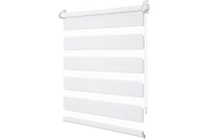 ‎TFSKY Doppelrollo Klemmfix ohne Bohren Weiß B85 x H120 cm (Stoffbreite 80cm) Rollos für Fenster ohne Bohren mit Kindersicherung Fenster Rollos für innen Lichtdurchlässig & Verdunkelnd
