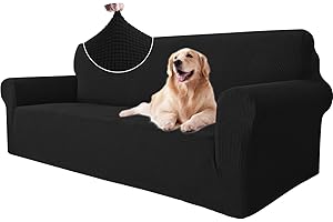 Ystyle Copridivano 3 Posti con Braccioli, Elasticizzato Copri Divano Antigraffio Gatto Cani, Universale Moderno Fodere Copridivani, Elastico Copripoltrona Antimacchia Antiscivolo, Nero