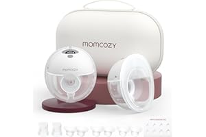 Momcozy M5 Hands Free Breast Pump, Wearable Pump of Baby Mouth Double-Sealed Flange with 3 Modes & 9 Levels, Electric & Portable Pump, 2 Count, Gray