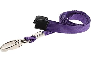 ALG ID Cards® 10mm Purple Lanyard with Safety Breakaway & Metal Lobster Clip - Comfortable & Colourful - Durable Neck Strap for ID Badge Holders - Perfect for Staff, Students & Access Control