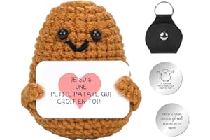 SPRINLOT Pomme de Terre Positive, Pomme de Terre Peluche en français, Brun Poupées Pomme Terre avec Carte Positive, Motivantes Tricotée Pomme de Terre, Rigolo Cadeaux pour Homme Femme Enfant Couple Collegue