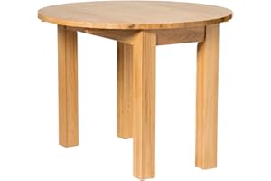 Hallowood Furniture Waverly Oak Small Round Drop Leaf Table in Light Oak, Solid Oak Foldable Dining Table, Folding Kitchen Table, Round Table, Dining Table for Home and Restaurant
