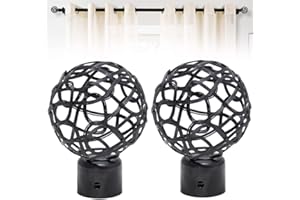 J U H U T O N G 2 Pcs Curtain Rod Covers Ends Curtain Rod Finials Curtain Ball Rod Ends Decorative Window Curtain Rail End Adjustable Screw for 25-28mm Curtain Internal Diameter Rods