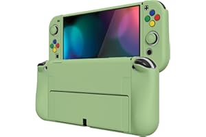 PlayVital Coque pour Switch OLED,Housse Protection pour Nintendo Switch OLED avec Capuchon Joystick Étui Cover Joycon et Boutons ZealProtect-Vert Matcha