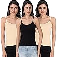 Aimly Women's Cotton Regular Fit Camisole Slip Spaghetti Combo Pack of 3