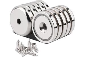 Aenienoe Aimant à Visser Puissant 30kg Aimants Neodyme Super Gros Aimant Puissant Contre-alésage avec Manchon en acier,Magnet 32mm 10 Pièces