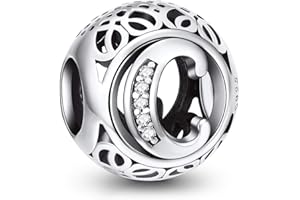 NINGAN Argent Sterling 925 Charme Lettre de l'alphabet Femmes Pearl Charms avec 5A Zircone Compatible pour Européen Bracelets