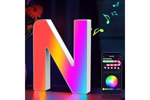 Cpeelsdo LED Buchstaben Lichter Alphabet RGB Farblich, Led Leuchtbuchstabe mit USB-Netzteil, APP-Kontrolle, Dimmbar, Dekoration für Geburtstag Weihnachten Hochzeit Party Valentinstag - Buchstaben N