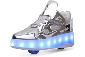 Heelystong Junge Mädchen Schuhe Kinderschuhe mit Rollen LED Leuchtend Doppelrad schuheltraleicht Outdoor Schuhe 7 Farbe Farbwechsel Rädern Gymnastik Blinkend Sneaker