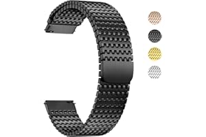 Fullmosa Uhrenarmband 20mm Metall Edelstahl Watch Band Smart Watch Ersatzband Magnetische Schließe für Samsung Galaxy Watch 6 5 4 40mm 44mm/Huawei GT 3 42mm/Garmin Vivoactive 3, Schwarz 20mm