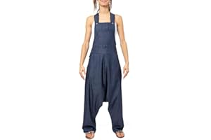 FANTAZIA Salopette sarouel denim doux leger Dina - Taille S au XXXL Bleu