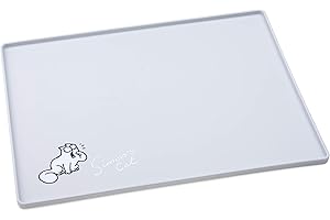 KARLIE Simon's Cat 522106 - Tappetino per ciotola per gatto, lunghezza 40 cm, larghezza 30 cm, altezza 1 cm, colore grigio chiaro.