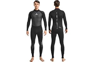 Owntop Muta Uomo Donna 3mm Neoprene - Maniche Lunghe Monopiece Wetsuit, Protezione UV Zip Posteriore Costumi Da Bagno Scafandro per Scuba Surf Nuoto Snorkeling Sport Acquatici