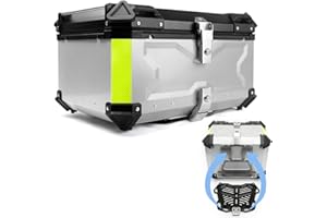 FOUNCY Bauletto per Scooter Baule Moto Valigia Top Case in Alluminio 45/55/65/80/100 litri Bauletti per Casco, Robusto e Facile (Color : D'argento, Size : 80L)