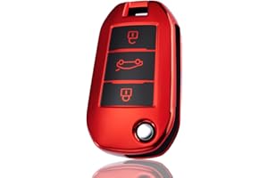 Juttzzei Autoschlüssel Hülle Opel für Peugeot 208 301 307 308 407 Citroen C2 C3 C4 C5 C6 Opel Crossland Corsa F Grandland Zafira Schlüsselhülle, TPU Silikon Opel Corsa F Schlüsselcover-3 Tasten(Rot