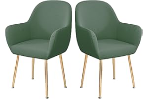 LIFEDX Fundas Sillas de Comedor Elásticas 2/4/6 Pack, Fundas para Sillas de Oficina con ​Brazos Respaldo Curvo, Fundas de Asiento Silla Protectoras de Sillas Jacquard Modernas Lavable-Green||2PCS