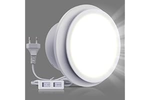 SBONNI Ventilador Extractor de baño 150 mm, Ventilador con luz LED y interruptor doble, 310 m³/h, Extractor de aire,16w Silencioso Bajo consumo, para baño, Aseo, Salón, cocina ventilación