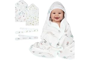AYESY Toallas de Baño Bebe, 2 Piezas 100% Algodón Baño con Capucha 85 * 85cm, Capa de baño Suave y Absorbente para 0-3 Meses, Toallas Bebe de Animales, Regalos para Bebes Recién Nacidos Verde