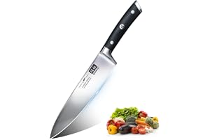 SHAN ZU Kockkniv 20cm, Professionell Kökskniv i Tysk Rostfritt Stål, Skarp Japansk Kniv för Att Skära Kött, Grönsaker och Frukter - CLASSIC-serien