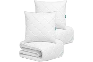 ‎KNERST KNERST Bettdecke Und Kissen Set - 135x200 cm, Weiß, 4-teilig, Made in Europe