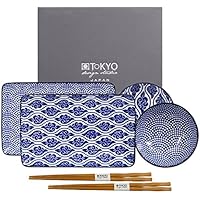 TOKYO design studio Plato Set Nippon Blue Wolke/Punto 6 W/Chop 21 x 13. 5 & 9. 5 x 3 cm