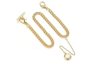 MIRKUZI Taschenuhrenketten 1 Stück Taschenuhrenkette, Taschenuhrenkette mit T-Steg, Taschenuhrenkette aus Metall, goldene Taschenuhrenkette, Herren- und Damentaschenuhrenkette (Gold)