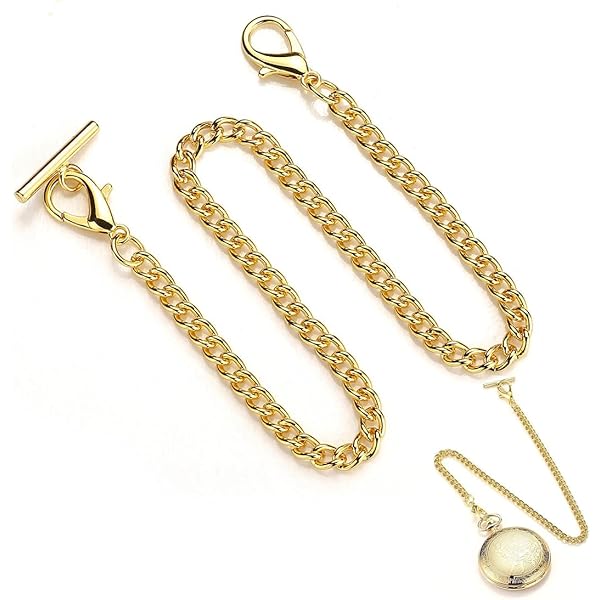 DELORIGIN Chaîne De Montre De Poche 2 Couleur Avec Pendentif Creux