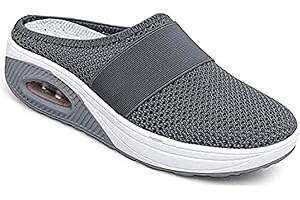 ZEYSTD Casual Air Cushion Slippers Slip-On Walking Breathable Mesh Sandals, Orthopedic Shoes for Women Non-Slip Mule Casual Clogs