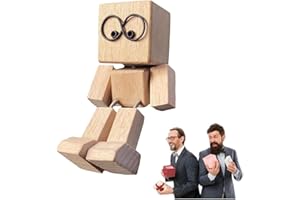 RYFPDML Shaking Wooden Man Figurine, Handmade Shaking Feet Wooden Doll with Shaking Wobbly Legs for Car Travel Commutes Home Desk Accessories for Men Women