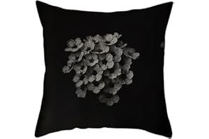 Daesar Fodera per Cuscini Divano, Fodere Cuscini Quadrati Nero Bianco Federe Cuscino 40x40 Fantasia 1 Pezzo Fiore di Pesco, Federe in Poliestere