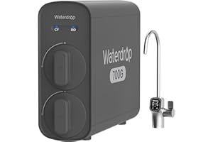 Waterdrop G5P700 Filtro de Agua por Ósmosis Inversa, Certificado NSF/ANSI 372, Sistema de Flujo Rápido 700G, Ósmosis Inversa de 7 Etapas, Relación de Pureza 2:1, Grifo LED Inteligente, Sin BPA