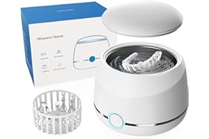 Limpiador Ultrasonidos, U-VKK 45000Hz limpiador ultrasonidos dental, 2 modos, adecuado para Alineadores, Retenedores, Aparatos de Ortodoncia y joyería, etc