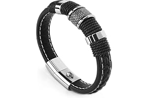 Läderarmband för Män och Kvinnor Med Magnetisk Stängning i Rostfritt Stål, Flätat Armband och Exklusivt Smyckeskrin