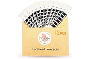 BLOOMOAK 12 PCS Forehead Head Strip Thermometer Fever Body Baby Child Kid Adult Check Test Temperature Monitoring Safe Non-Toxic 95-104 ℉