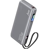 Juo 20000mAh 165W LED Ekranlı Type-C Kablolu Powerbank USB-A + USB-C Macbook Notebook Telefon Taşınabilir PD Hızlı Şarj Cihaz