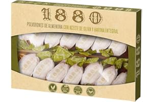 1880 - Polvorones de Almendra con Aceite de Oliva, Calidad Suprema, Típico Dulce Navideño, Receta Artesanal, Envase Individual, Polvorones Tradicionales, 310g
