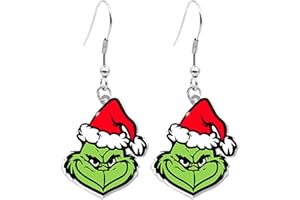 GAUEIOUR Christmas Grinch Earrings,Cartoon Green Elf Earrings,Classic Christmas Decorations, Role-Playing, Winter Holiday Jewelry