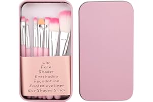 Sharelove Makeup Brushes 7pcs Foundation Brush Set Eyebrow Eyeliner Brush, Concealer Brushes with Case for Women Girls Kids Trave (Pink)