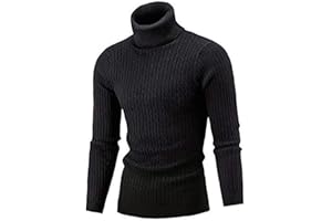AIDEAONE Mens Turtleneck Sweater Casual Ribbed Slim Fit Knitted Jumper High Roll Neck Basic Turtleneck Pullover