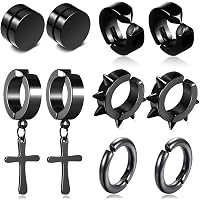 Kakonia 22 Stück Ohrclips Für Herren - Edelstahl Fake Ohrringe In Schwarz & Silber Ohne Piercing